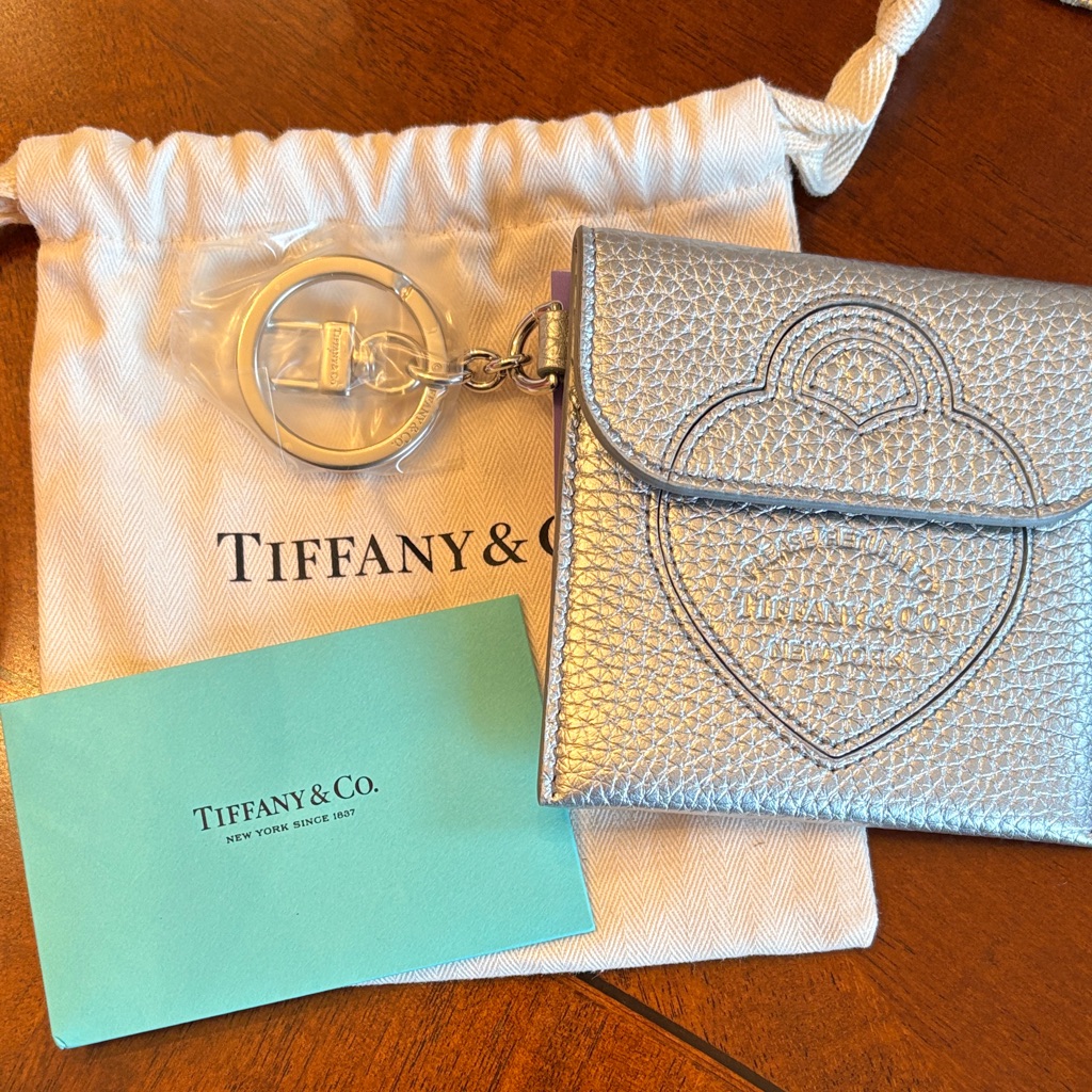 Tiffany Co Silver Metallic Card Holder And Key Chain Brand New
